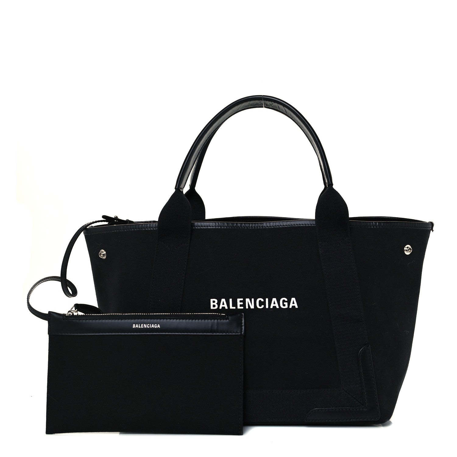 Balenciaga Cotton Canvas Calfskin S Navy Cabas Black 1 of 10