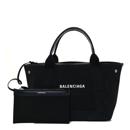 Balenciaga Cotton Canvas Calfskin S Navy Cabas Black 1 of 10