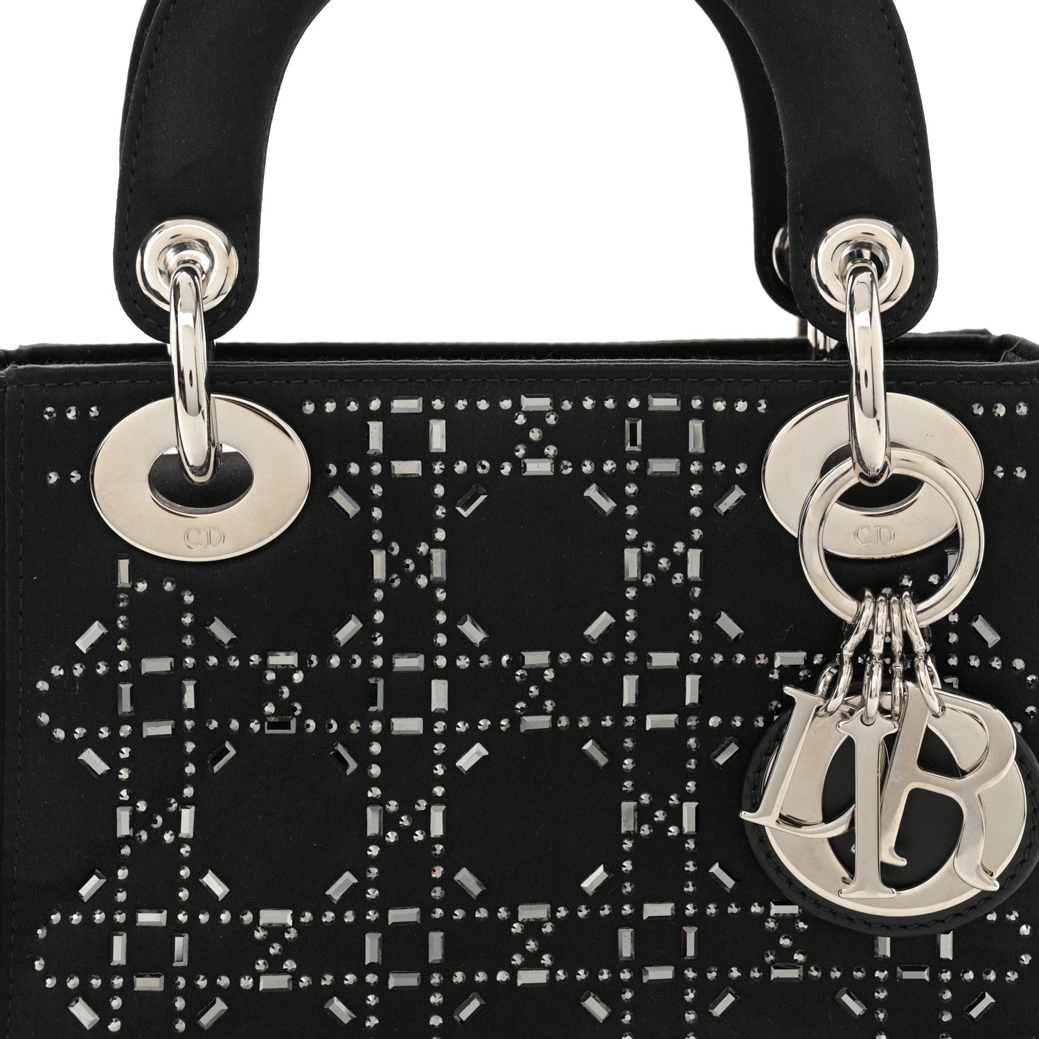 Christian Dior Satin Crystal Cannage Mini Lady Dior Black 8 of 10
