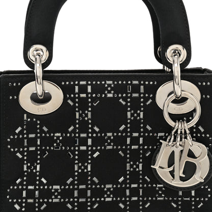 Christian Dior Satin Crystal Cannage Mini Lady Dior Black 8 of 10
