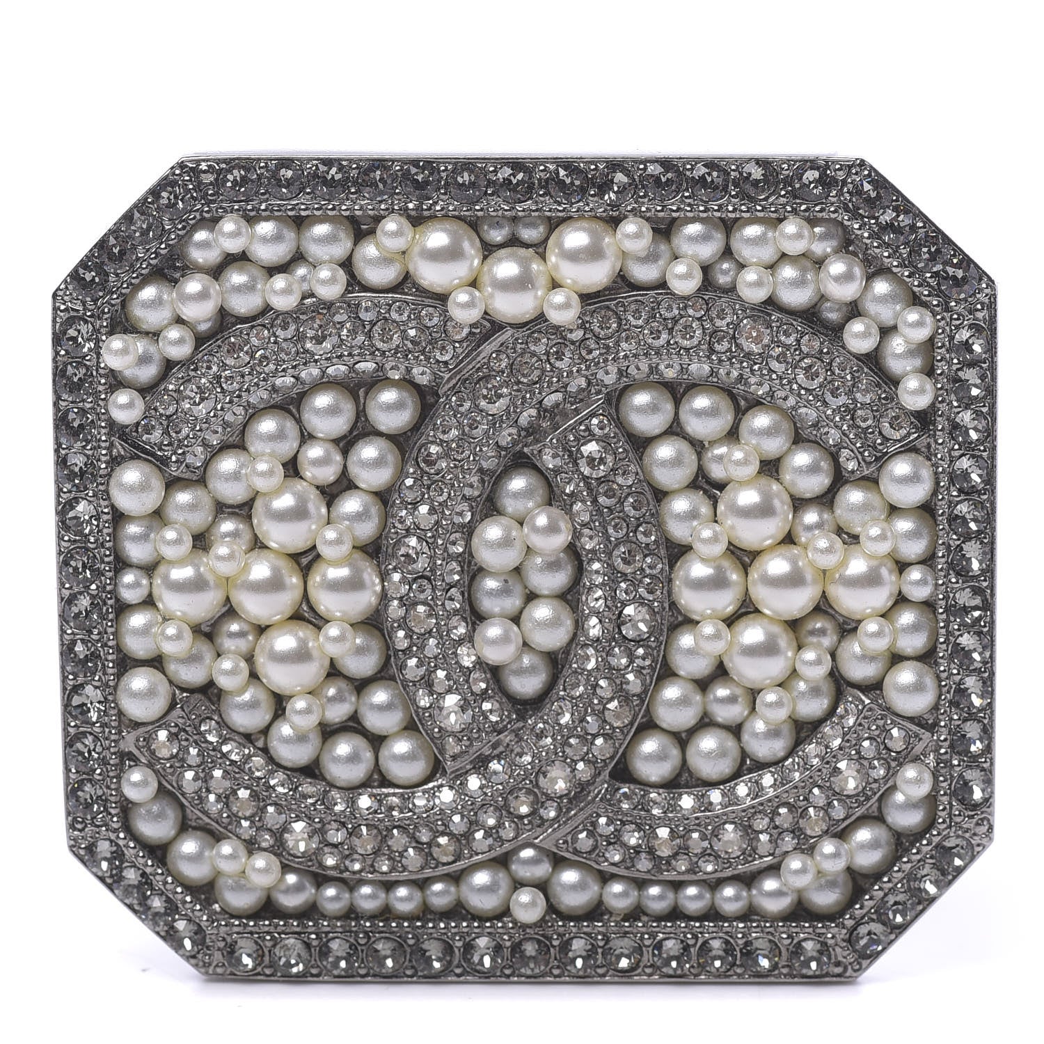 Chanel Crystal CC Brooch Silver 1 of 4