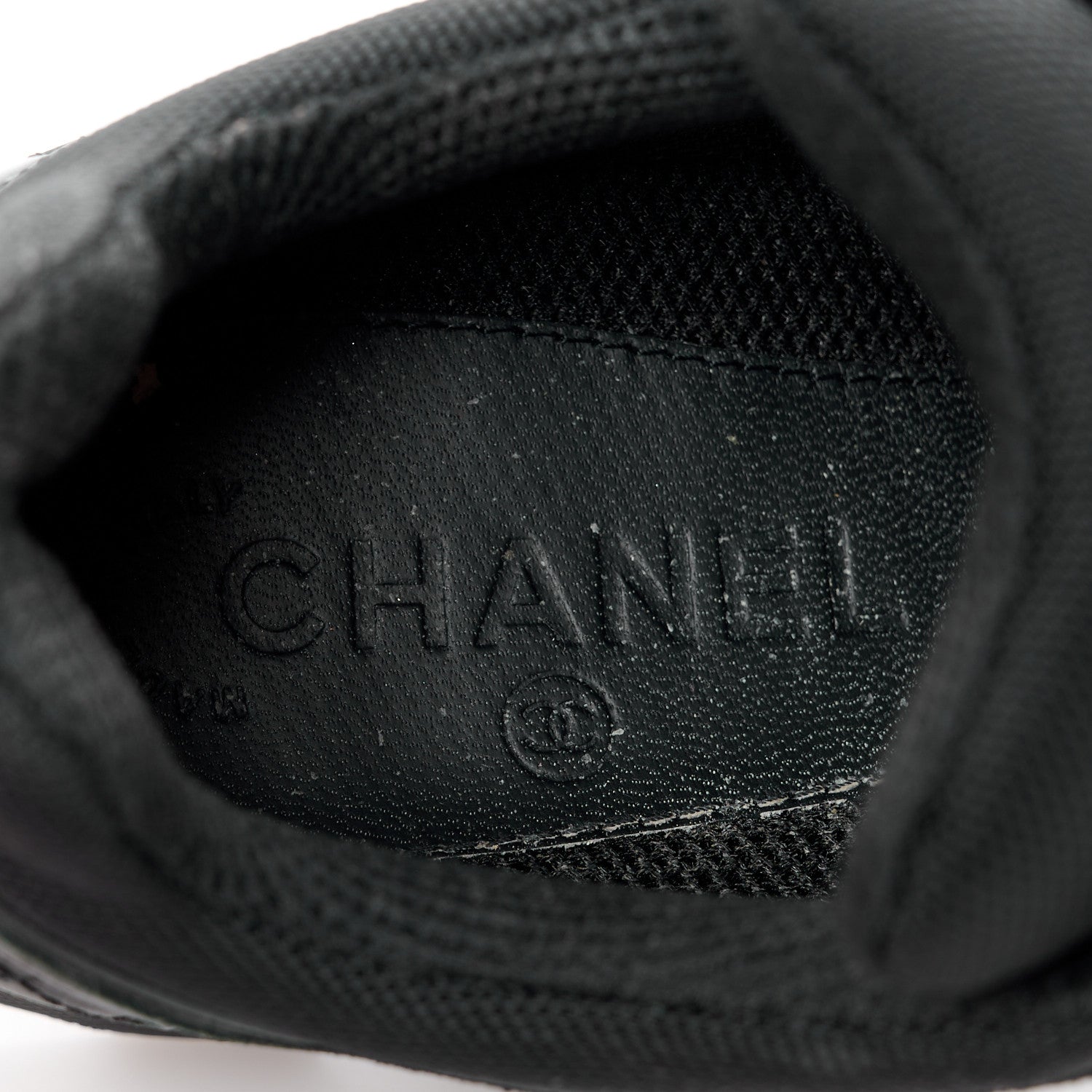 Chanel Toile Suede Calfskin CC Sneakers 38 Black 7 of 10