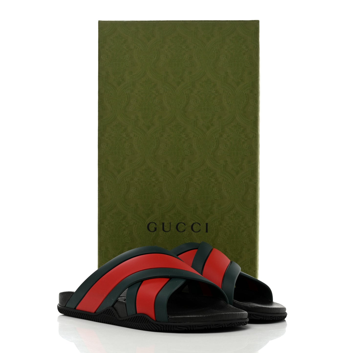Rubber Web Womens Criss Cross Slide Sandals 38 Green Red