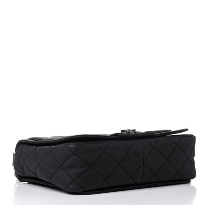 Chanel Washed Caviar Quilted Small Square Turn Around Ligne Flap Dark Grey 4 of 10