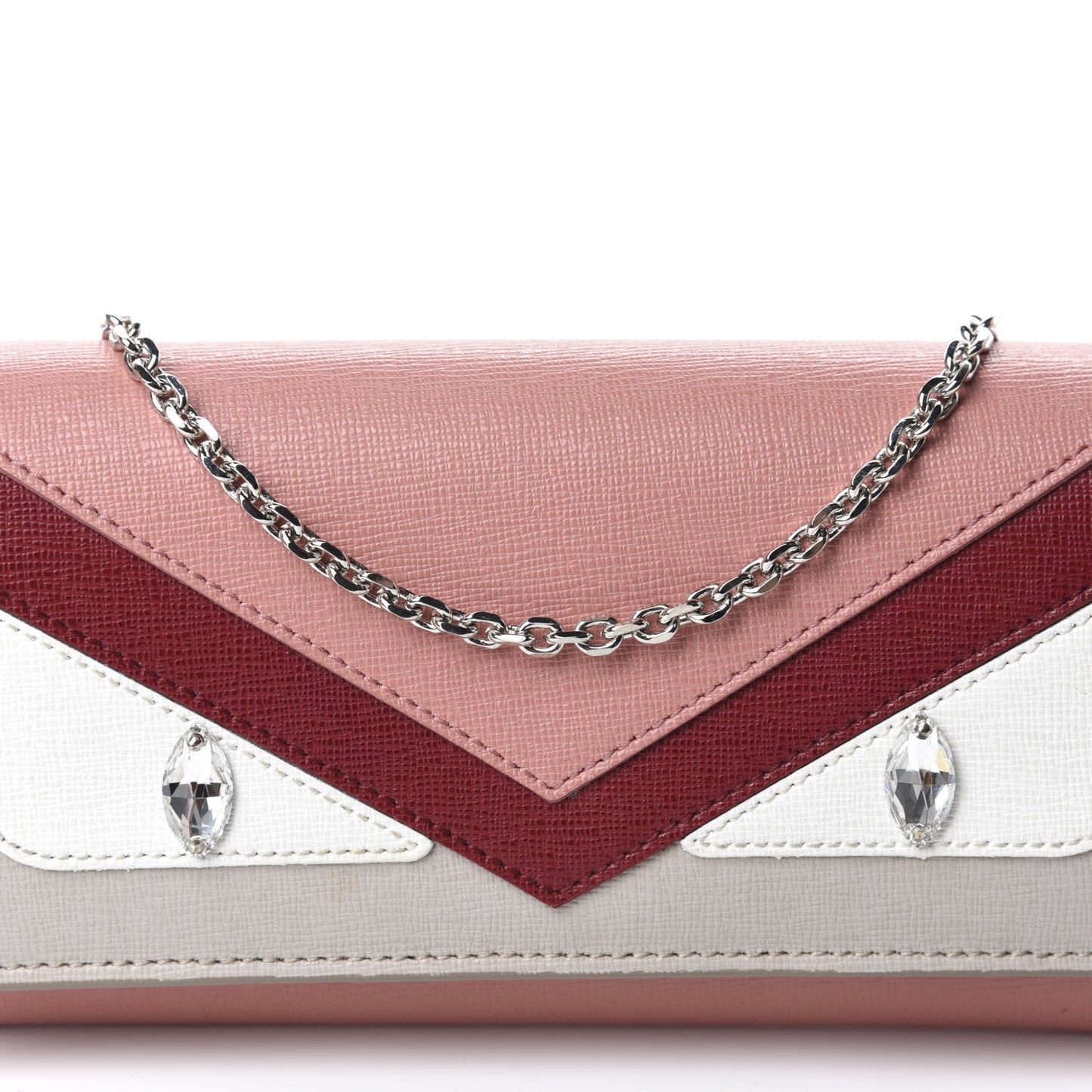 Vitello Elite Crystal Eye Monster Continental Wallet on Chain Grigio Polvere Ribes Multicolor