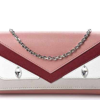 Fendi Vitello Elite Crystal Eye Monster Continental Wallet on Chain Grigio Polvere Ribes Multicolor 9 of 10
