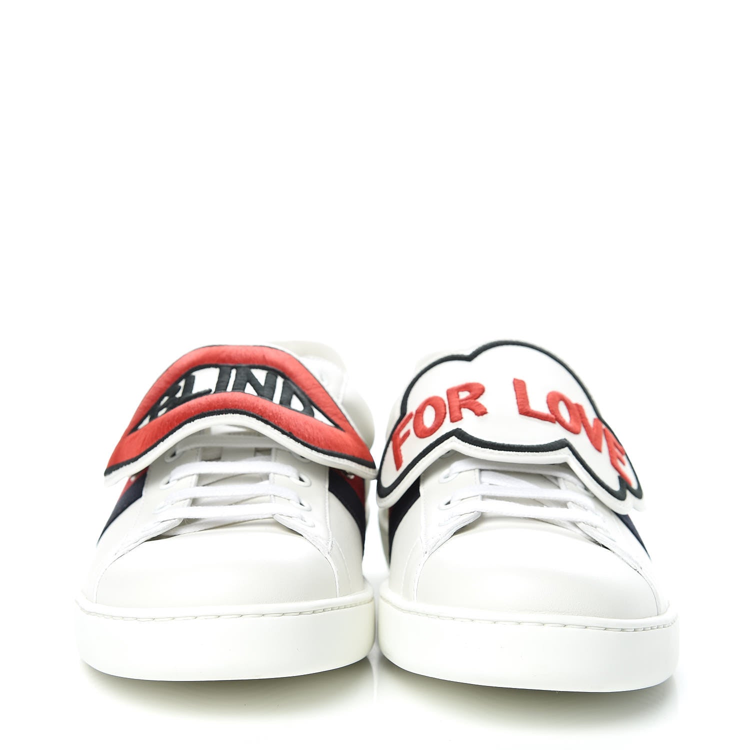 Gucci Calfskin Ayers Web Blind for Love Embroidered Mens Ace Sneakers 11.5 White 2 of 11
