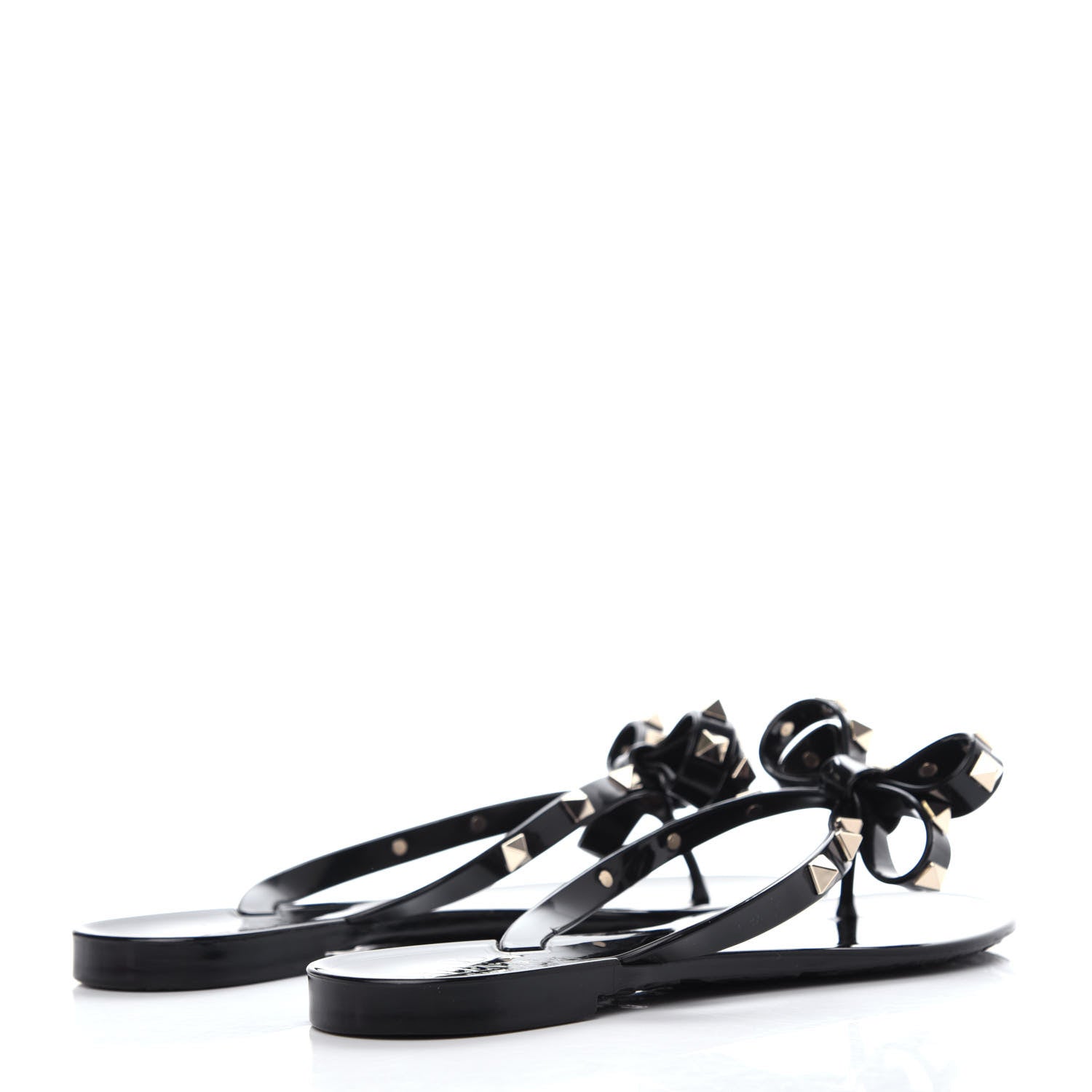Valentino Garavani PVC Jelly Rockstud Bow Thong Sandals 36 Black 4 of 10