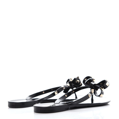 Valentino Garavani PVC Jelly Rockstud Bow Thong Sandals 36 Black 4 of 10