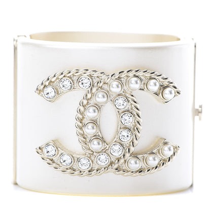 Chanel Resin Crystal Pearl April In Paris CC Cuff Beige 1 of 5