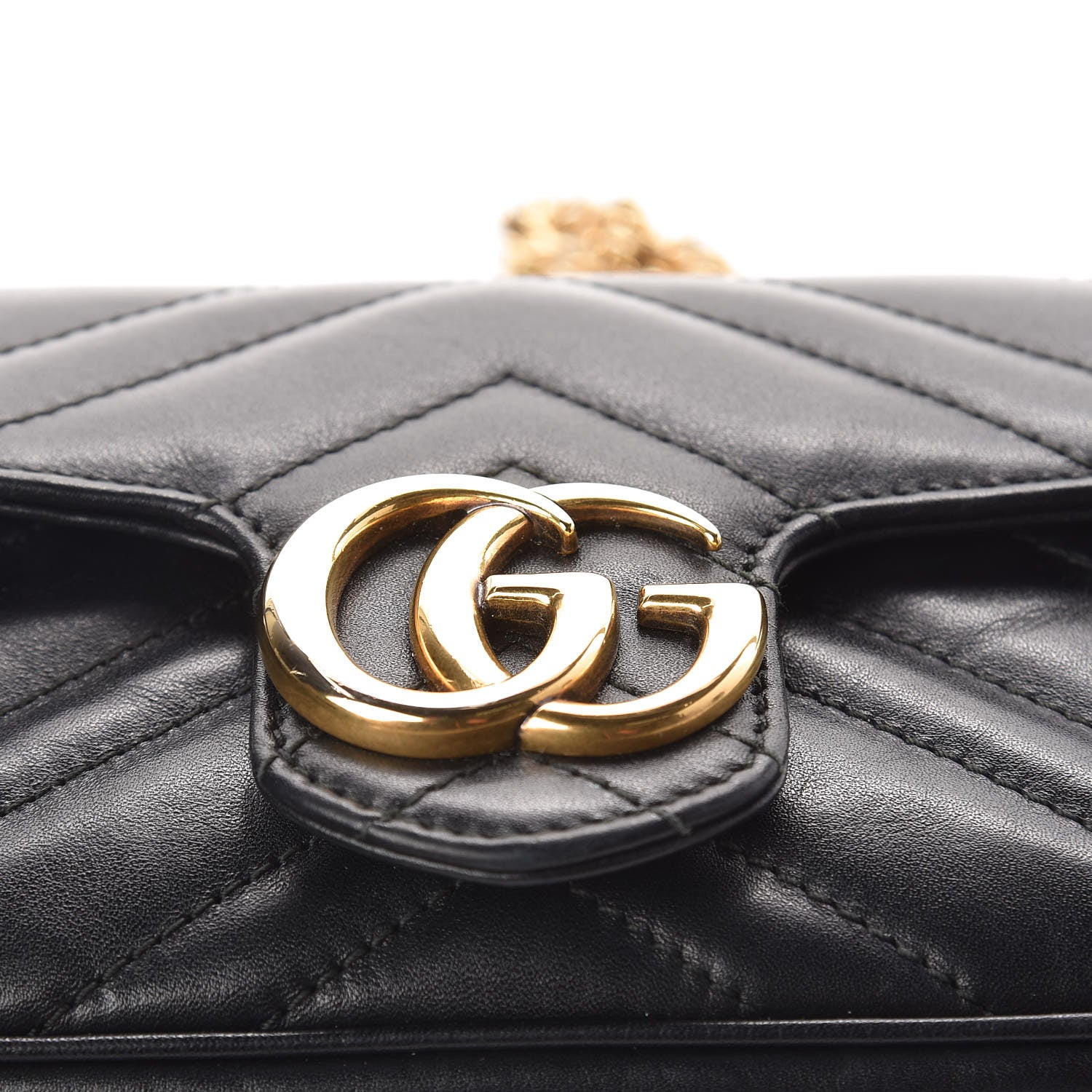Gucci Calfskin Matelasse Super Mini GG Marmont Shoulder Bag Black 10 of 14
