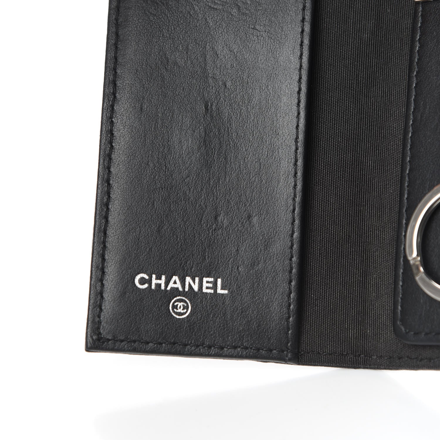 Chanel Goatskin Camellia Embossed 4 Key Holder Black 10 of 11