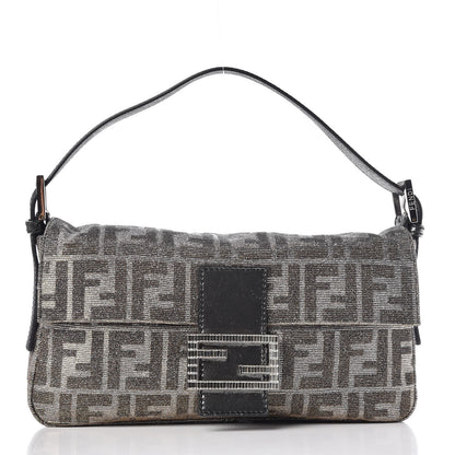 Fendi Metallic Lurex Zucca Vitello Baguette Oro Argento 3 of 8