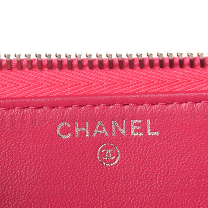 Chanel Lambskin Quilted Zip Around Wallet Fuchsia 6 of 8