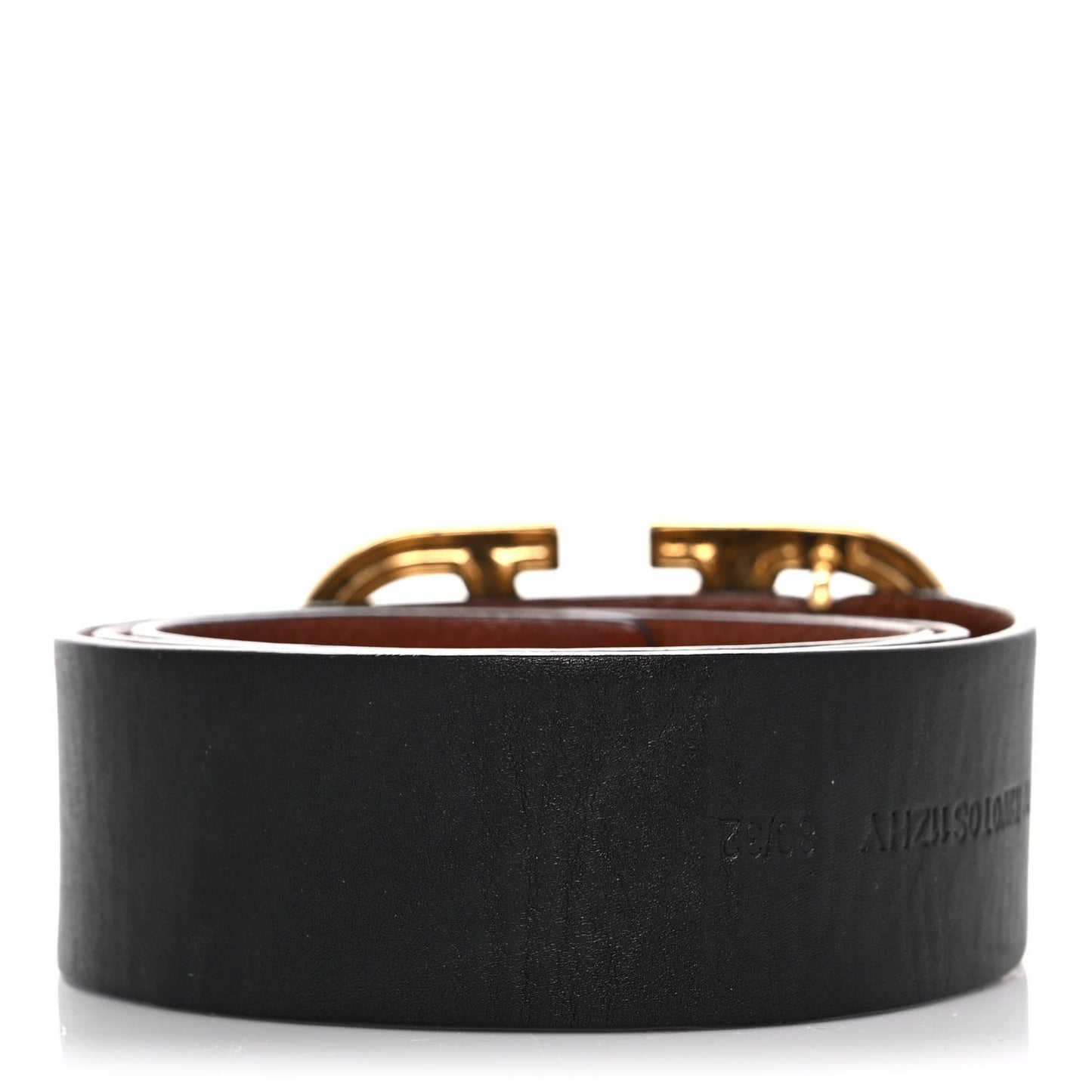 Glossy Calfskin VLogo Reversible 40mm Belt 80 32 Saddle Brown Black