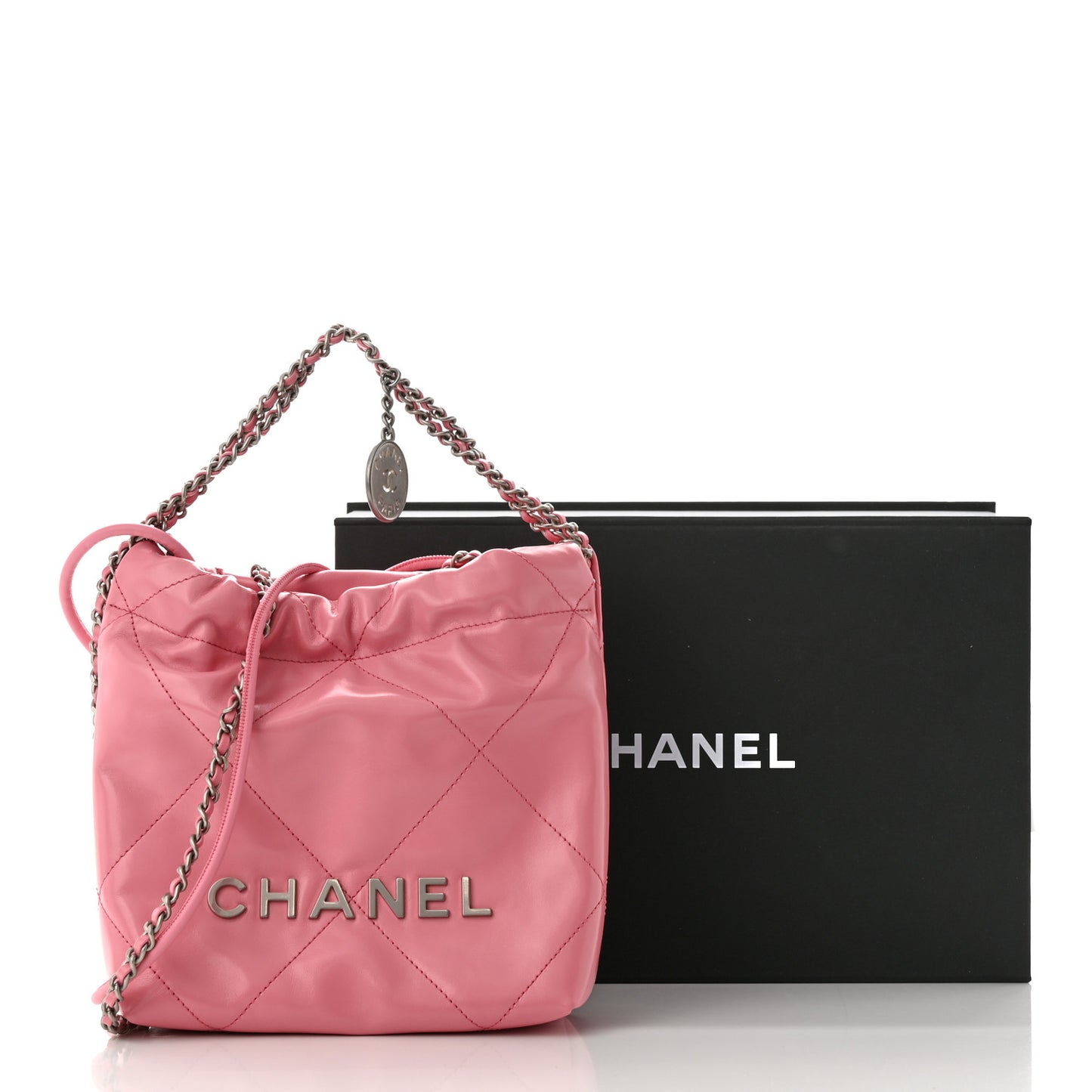 Shiny Calfskin Quilted Mini Chanel 22 Pink