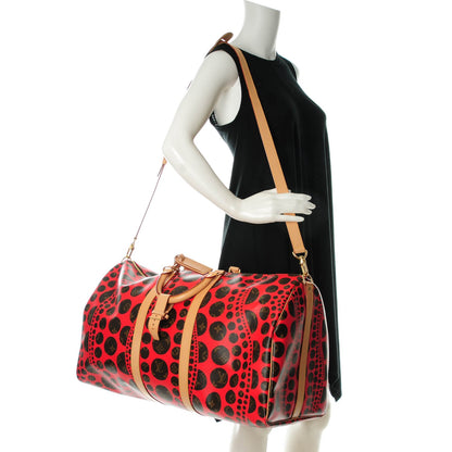 Louis Vuitton Monogram Kusama Pumpkin Dots Keepall Bandouliere 55 Red 2 of 7