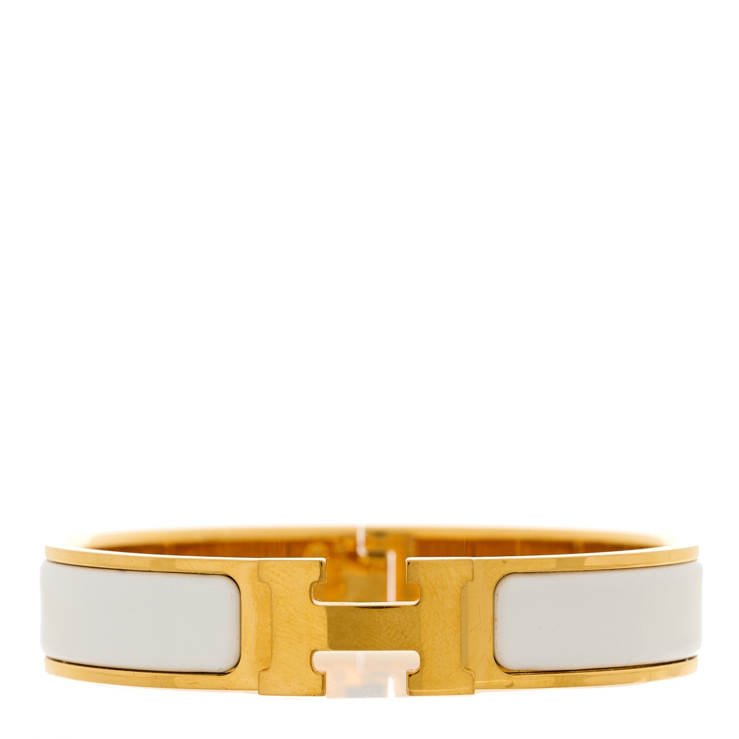 Hermes Enamel Narrow Clic Clac H Bracelet GM White 1 of 4