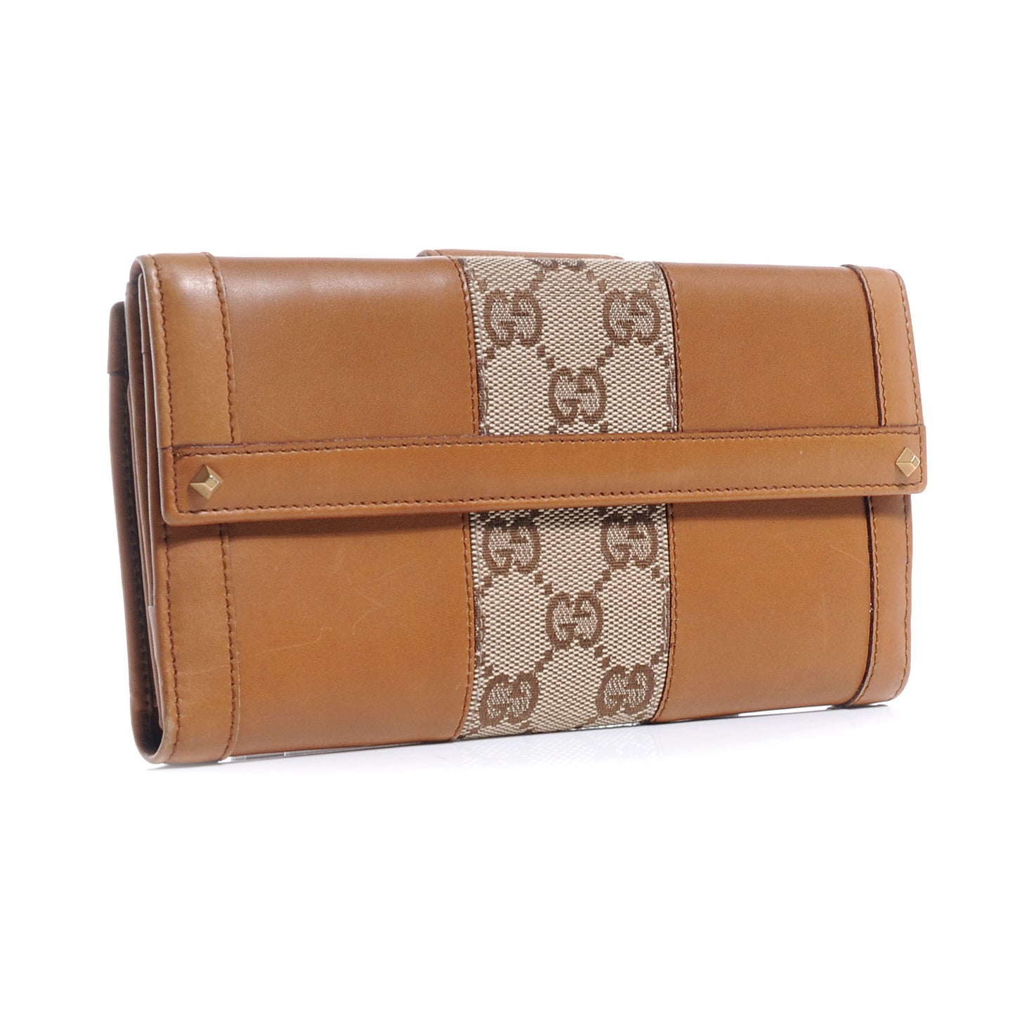 Leather Monogram Web Continental Wallet Tan