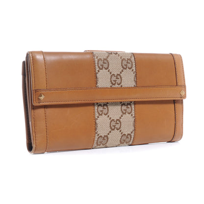Gucci Leather Monogram Web Continental Wallet Tan 3 of 7