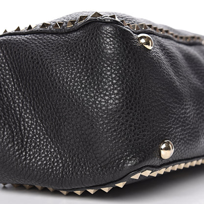 Valentino Garavani Pebbled Calfskin Medium Rockstud Tote Black 21 of 23