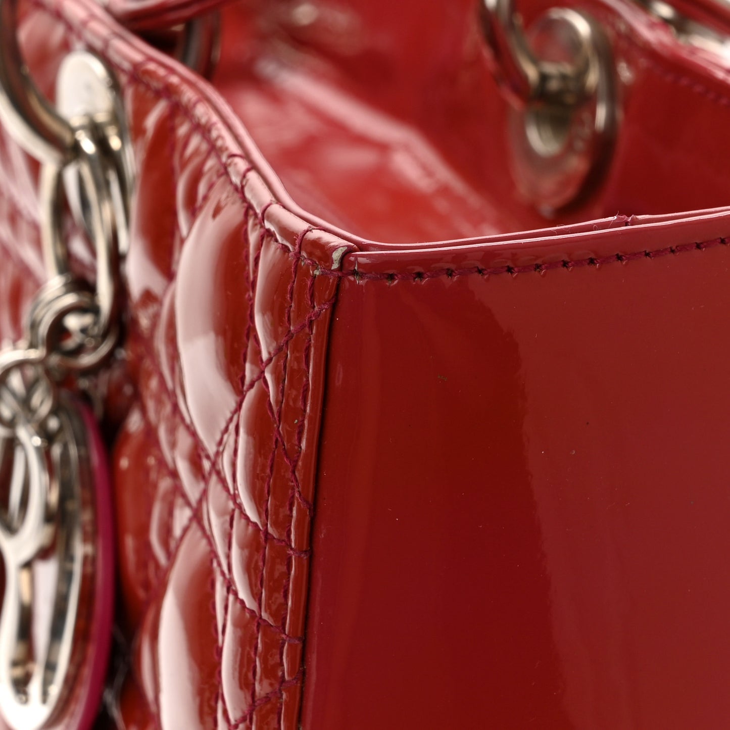 Patent Cannage Large Lady Dior Red