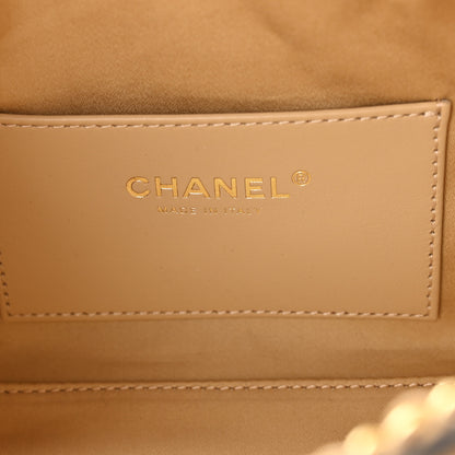 Chanel Braided Raffia Calfskin Quilted Mini Chanel 25 Handbag Beige Black 10 of 21