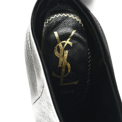 Saint Laurent Calfskin Lizard Embossed Tribtoo 105 Platform Booties 37 Black 8 of 9