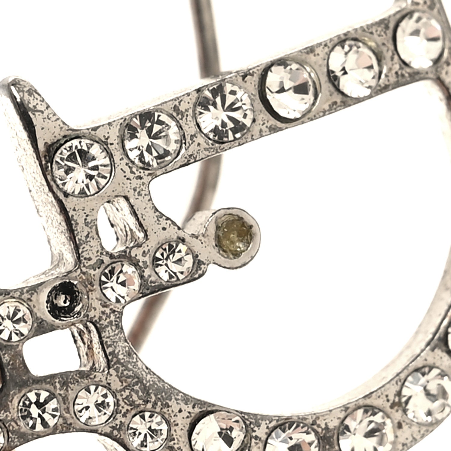 Christian Dior Crystal Logo Earrings Silver 4 of 6