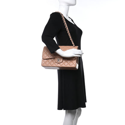 Chanel Lambskin Quilted Jumbo Double Flap Dark Beige 2 of 11