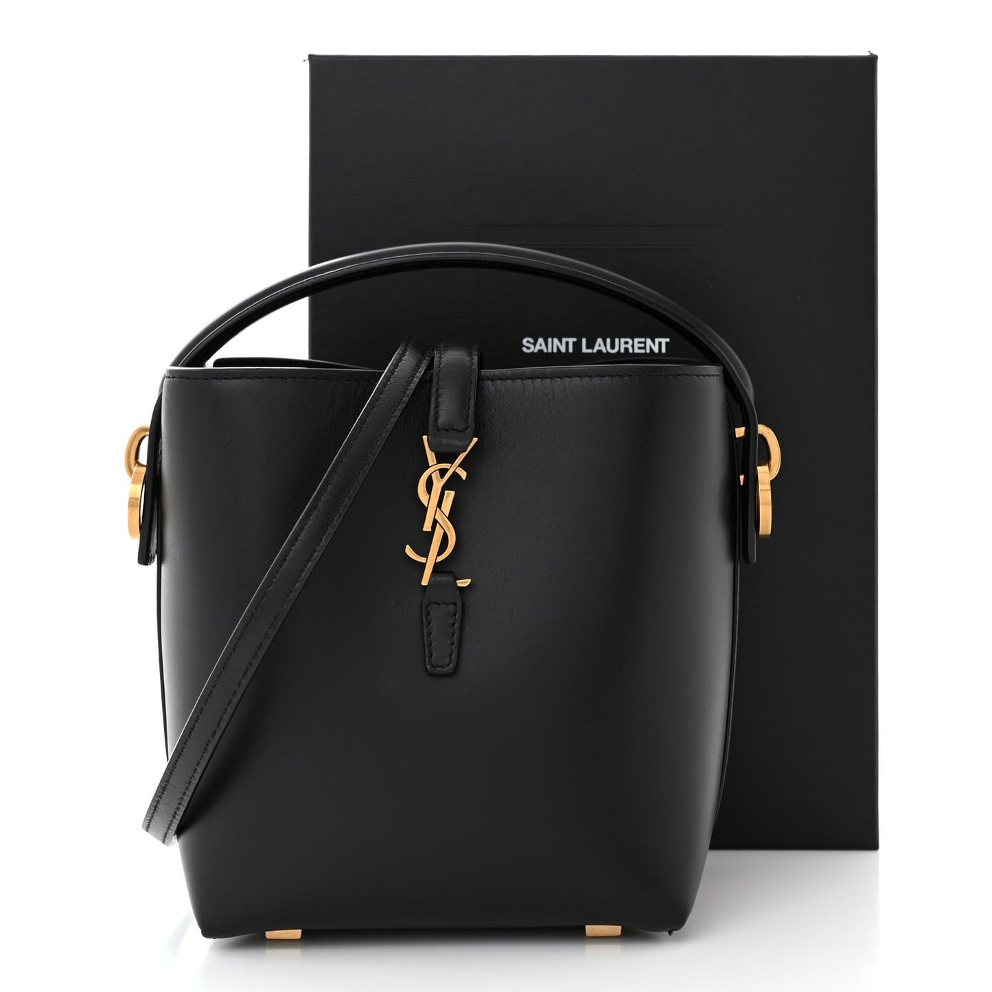 Shiny Calfskin Le 37 Mini Bucket Bag Black