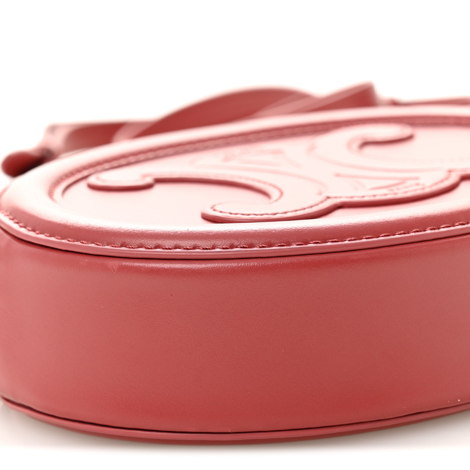 Celine Smooth Calfskin Small Triomphe Oval Crossbody Purse Lipstick 9 of 10