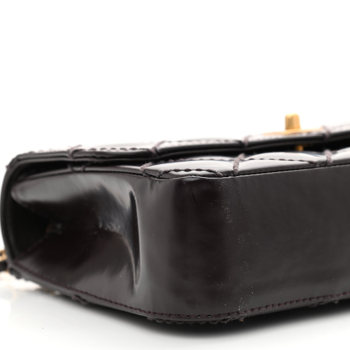 Glazed Calfskin Stitched Small Flap Brown