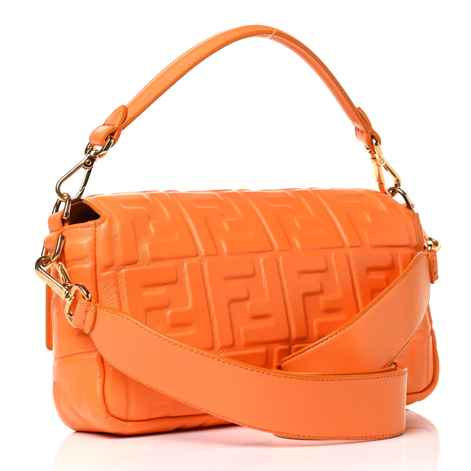 Fendi Nappa FF 1974 Embossed Baguette Clementine 2 of 4