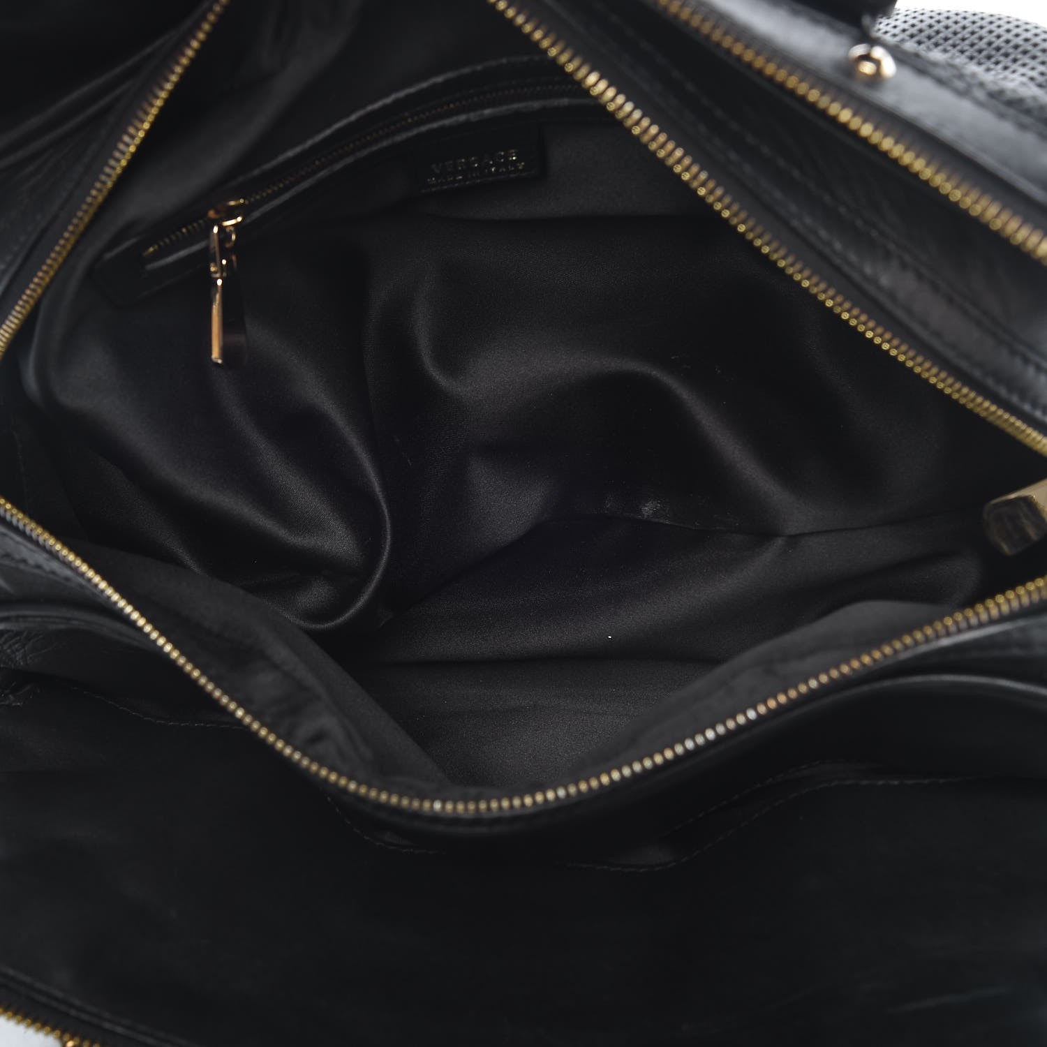 Versace Perforated Calfskin Madonna Satchel Black 7 of 12