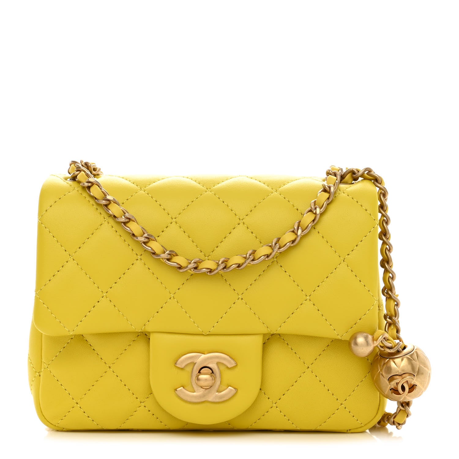 Chanel Lambskin Quilted Mini Pearl Crush Flap Yellow 1 of 10