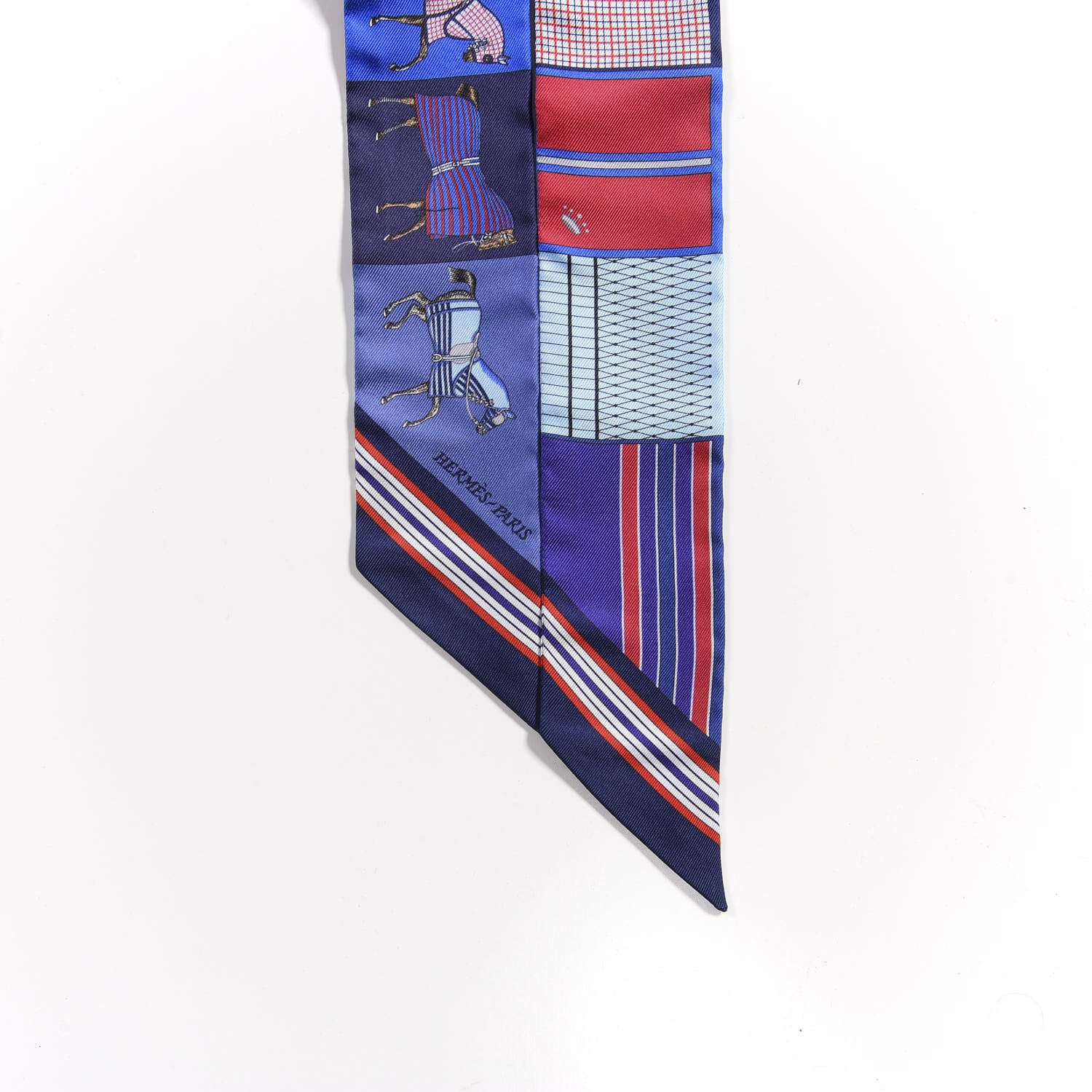 Hermes Silk Couvertures Nouvelles Twilly Marine Rouge Ciel 3 of 3