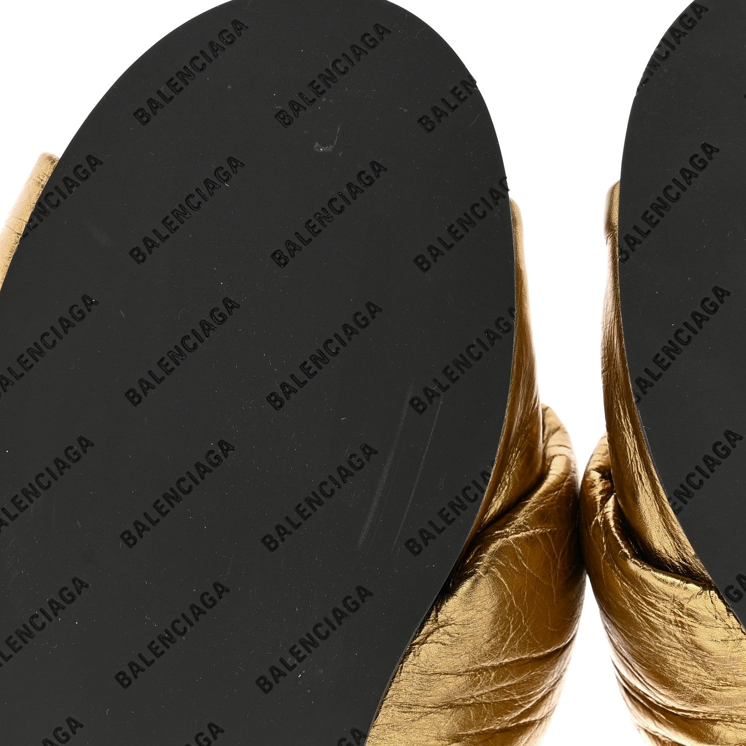 Balenciaga Metallic Lambskin Drapy Slide Sandals 36.5 Gold 9 of 10