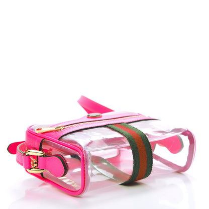 Gucci Vinyl Web Mini Ophidia Transparent Shoulder Bag Fluorescent Fuchsia 4 of 10