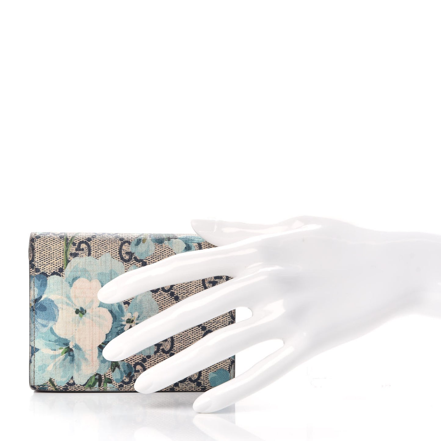 GG Supreme Monogram Blooms Card Case Beige Blue Navy Hibiscus Red