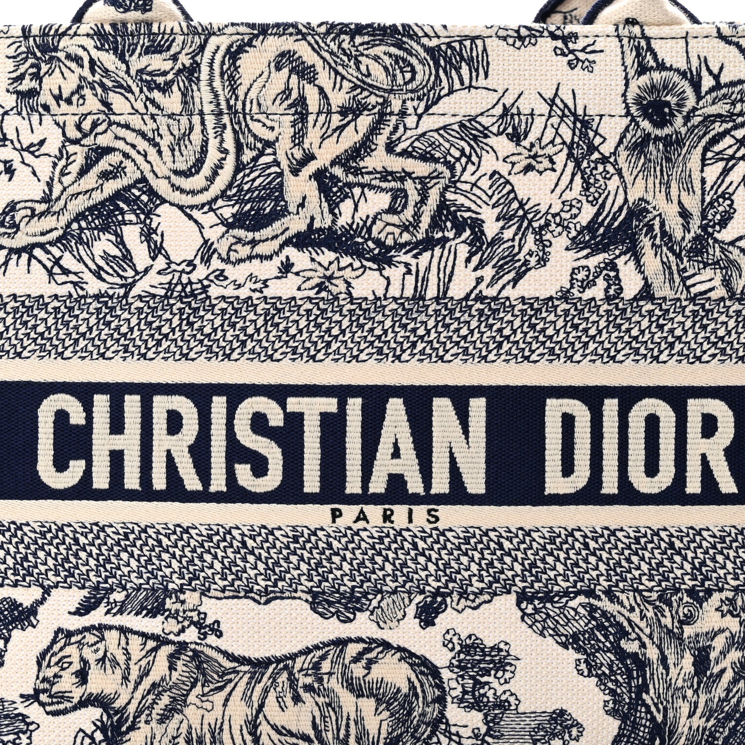 Christian Dior Canvas Embroidered Medium Dioriviera Toile De Jouy Book Tote Blue 7 of 13