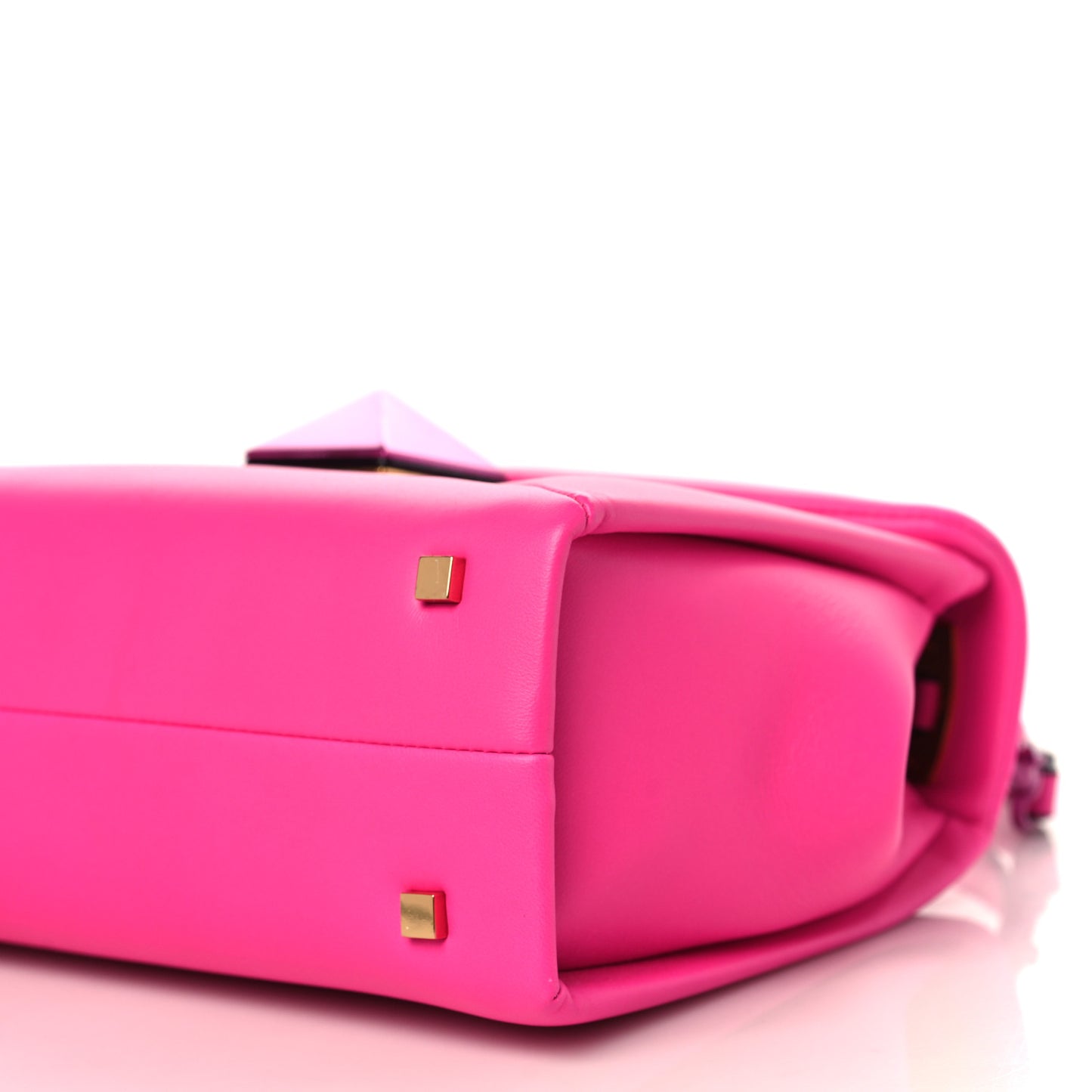 Nappa Tonal Monochrome Small One Stud Top Handle Bag Pink PP