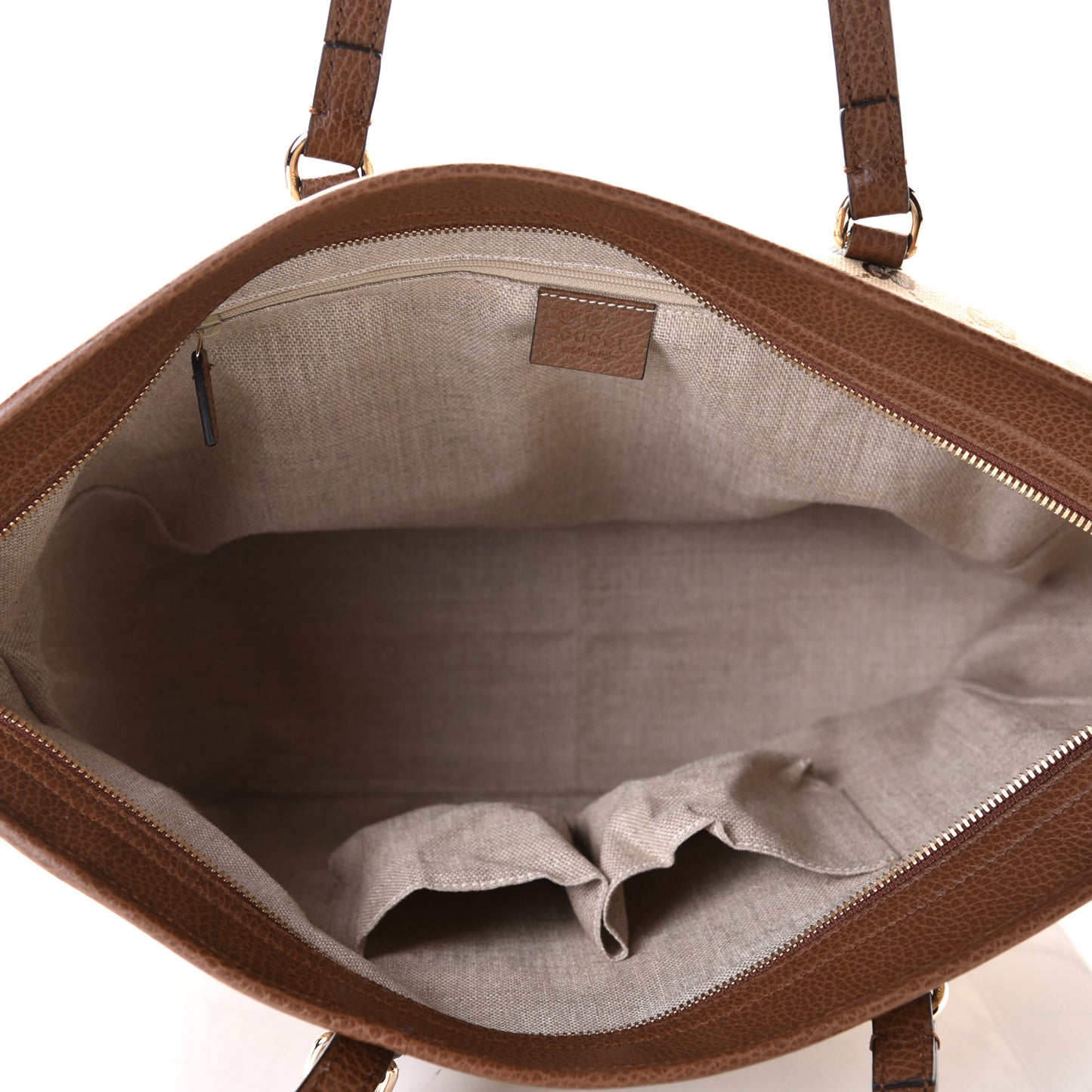 Monogram Medium Bree Zippered Tote Beige Tabacco
