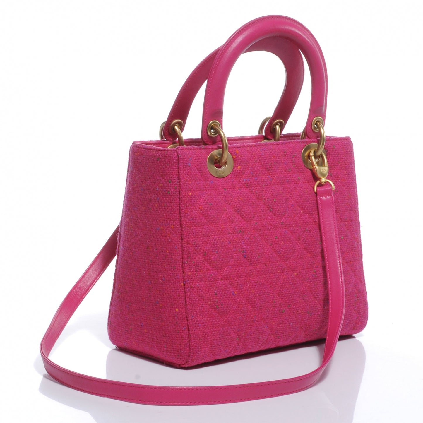 Tweed Cannage Medium Lady Dior Pink
