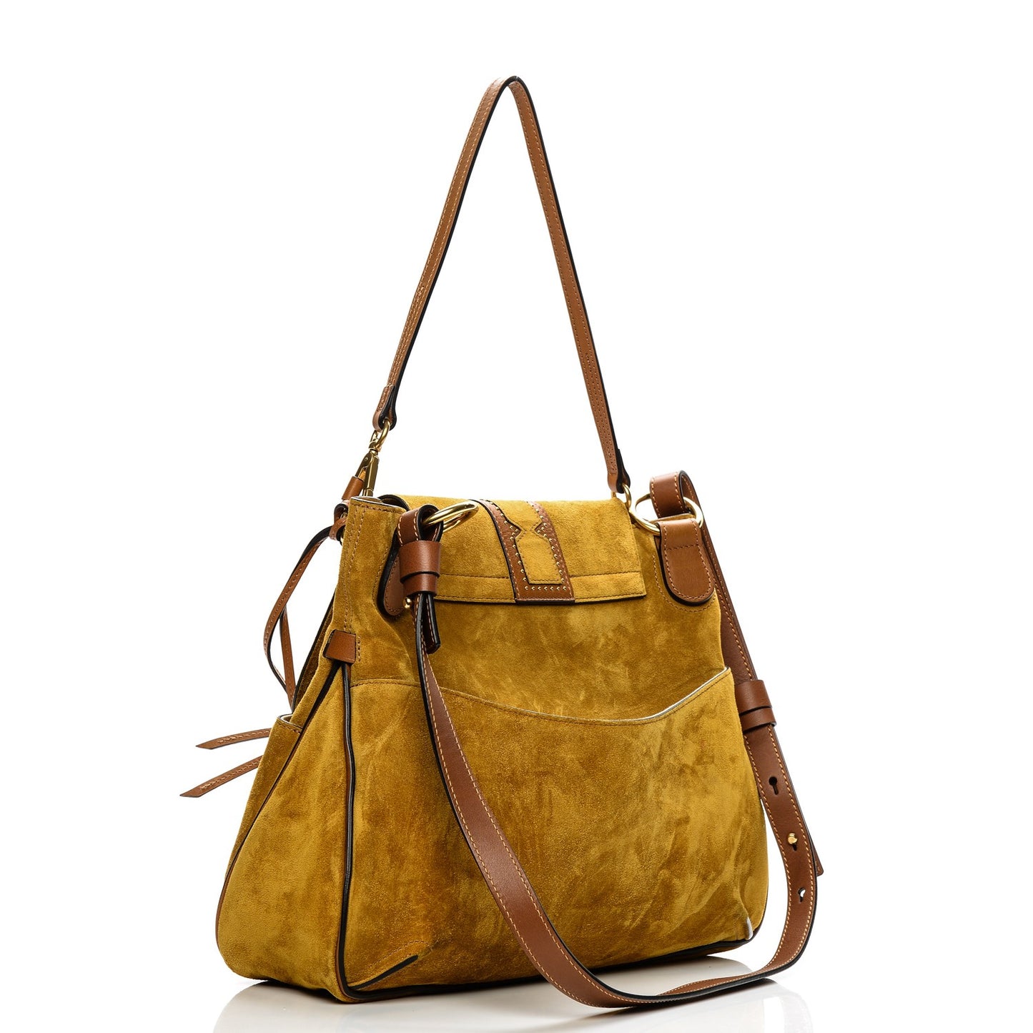Suede Medium Lexa Shoulder Bag Mustard Brown