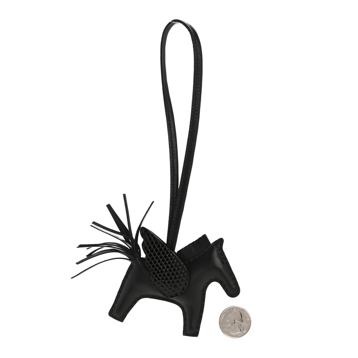 Milo Lambskin Lizard Touch Grigri Rodeo Pegase Horse Bag Charm PM So Black