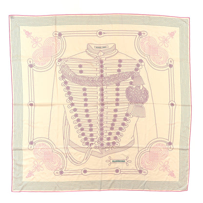 Hermes Cashmere Silk Brandebourgs Points Shawl 140 White Mauve Bleu 1 of 4