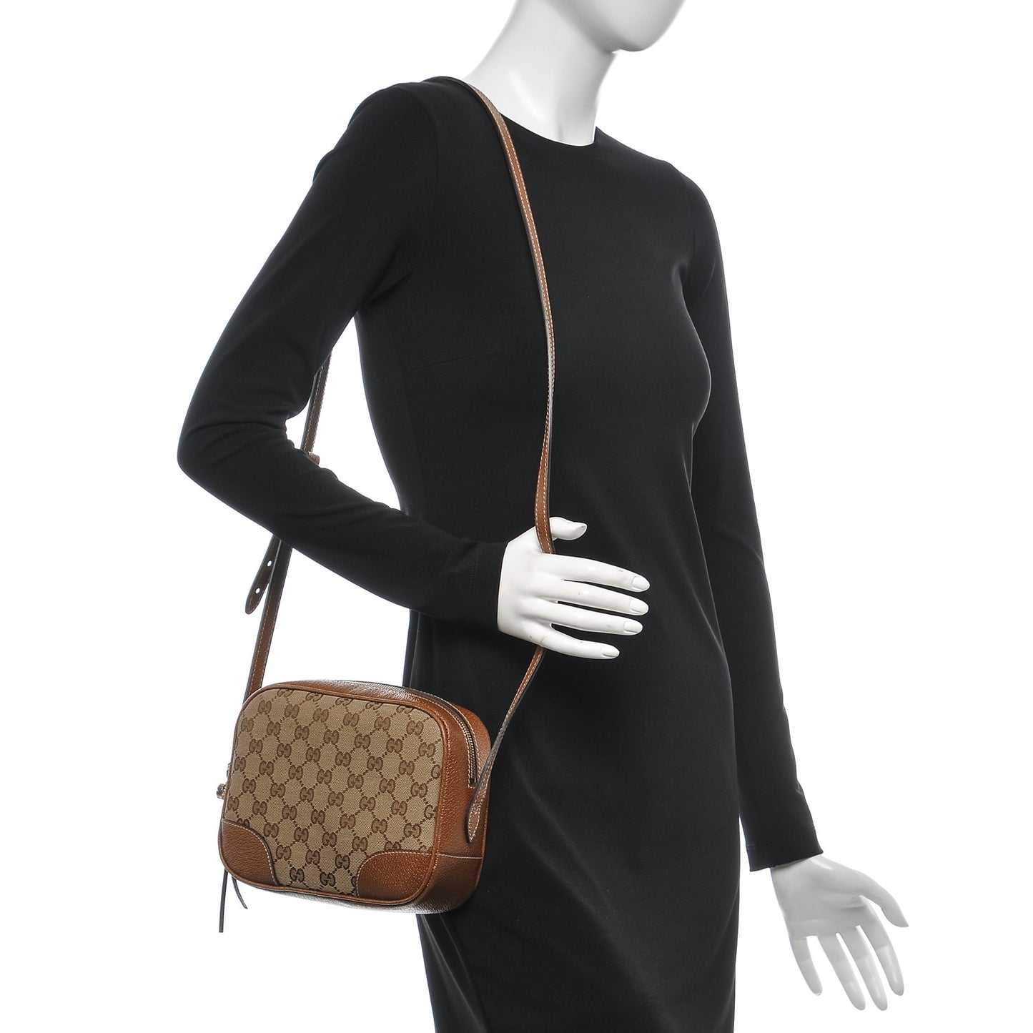 Monogram Textured Calfskin Mini Bree Messenger Bag Beige Ebony Nocciola