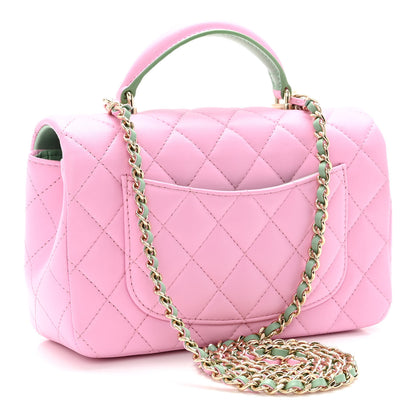 Chanel Lambskin Quilted Mini Top Handle Rectangular Flap Lilac Light Green 3 of 10