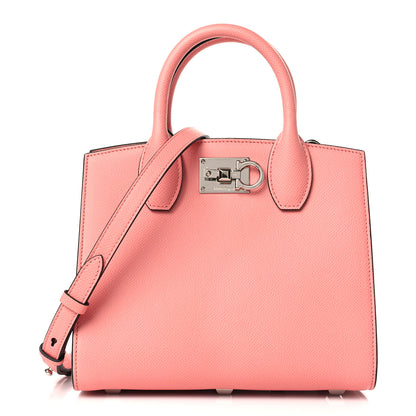 Salvatore Ferragamo SALVATORE FERRAGAMO Hammered Calfskin Small The Studio Box Bag Corallo 1 of 8
